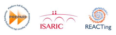 ISARIC, PREPARE and REACTing logos
